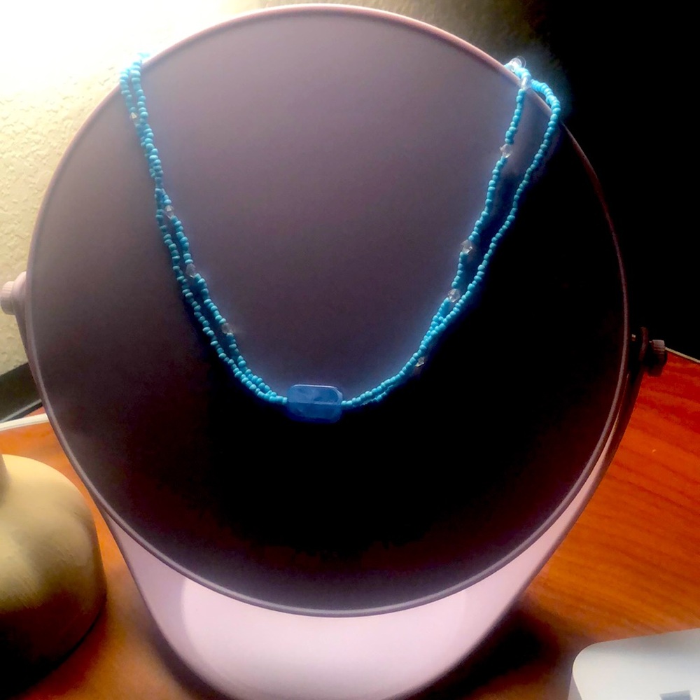 Blue Beaded Choker Necklace